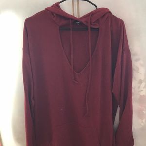 Long sleeve open chest red
